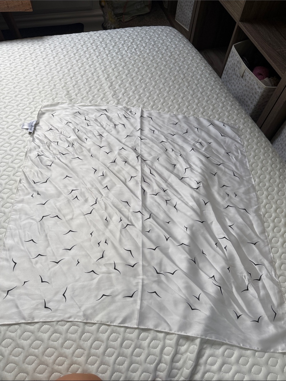 Soft White scarf with Black Seagull Print